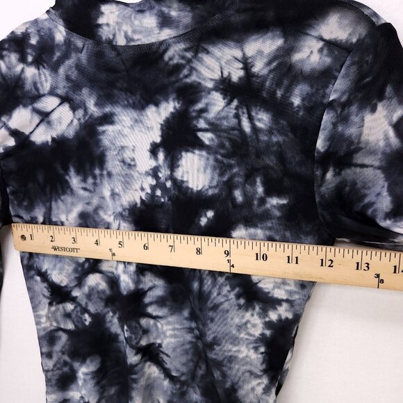 Revolve H:ours Monroe Mesh Bodysuit Black Tie Dye size XS Snap Button - Picture 9 of 13
